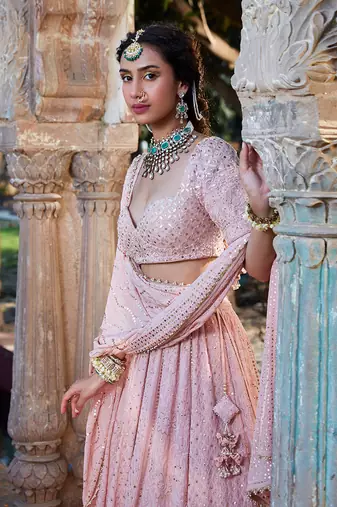 Pink Chikankari Lehenga