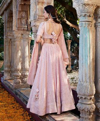 Pink Chikankari Lehenga 5