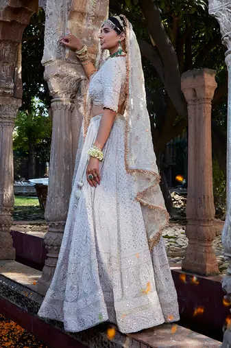 Ivory Chikankari Lehenga