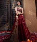 Maroon Multi  Thread And Mirror Work Lehenga