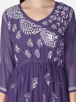 Purple embroidered georgette chikankari-kurtis 5