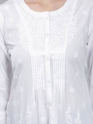 White embroidered cotton chikankari-kurtis 4
