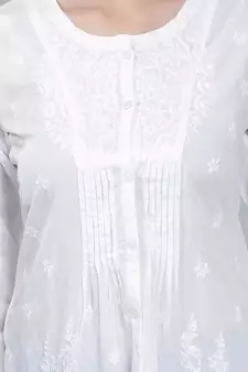 White embroidered cotton chikankari-kurtis