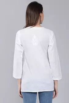 White embroidered cotton chikankari-kurtis