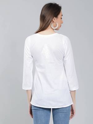 White embroidered cotton chikankari-kurtis 4
