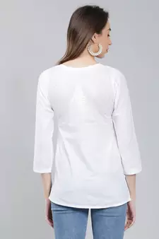 White embroidered cotton chikankari-kurtis