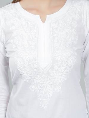 White embroidered cotton chikankari-kurtis 5