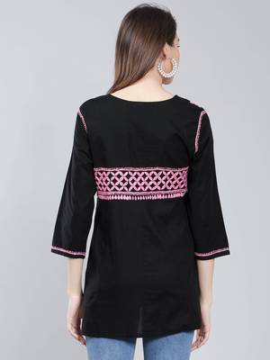 Black embroidered cotton chikankari-kurtis 4