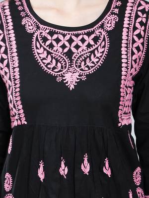 Black embroidered cotton chikankari-kurtis 5