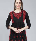 Black embroidered cotton chikankari-kurtis