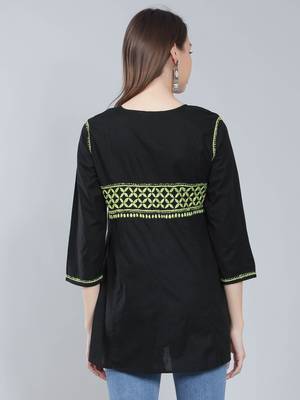 Black embroidered cotton chikankari-kurtis 4