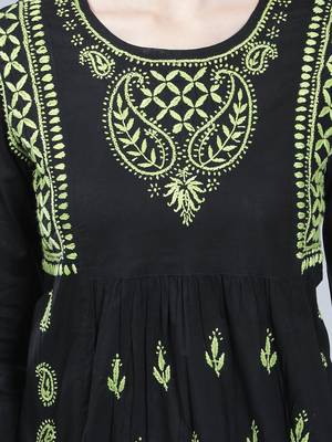 Black embroidered cotton chikankari-kurtis 5