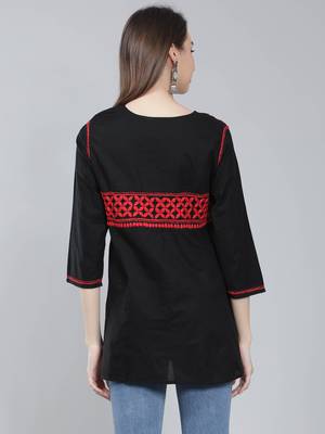 Black embroidered cotton chikankari-kurtis 4