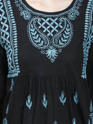 Black embroidered cotton chikankari-kurtis 5