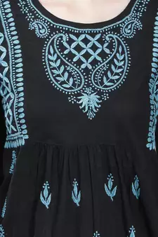 Black embroidered cotton chikankari-kurtis