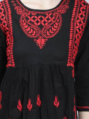 Black embroidered cotton chikankari-kurtis 5