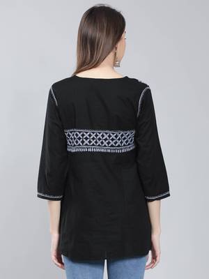 Black embroidered cotton chikankari-kurtis 4