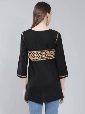 Black embroidered cotton chikankari-kurtis 4