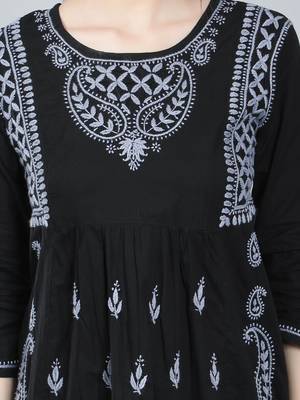 Black embroidered cotton chikankari-kurtis 5