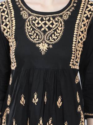 Black embroidered cotton chikankari-kurtis 5