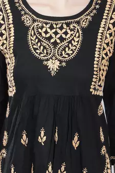Black embroidered cotton chikankari-kurtis