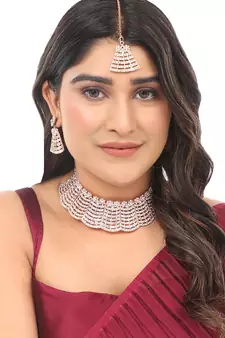 Styylo Fashion Women Rose Gold Plated Rose Gold Toned AD Studded Bridal Jewellery Set