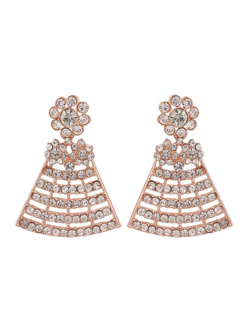 Styylo Fashion Women Rose Gold Plated Rose Gold Toned AD Studded Bridal Jewellery Set