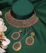 Styylo Fashion Gold-Plated & LCT AD-Studded & Stylish Jewellery Set with Earring Maangtika