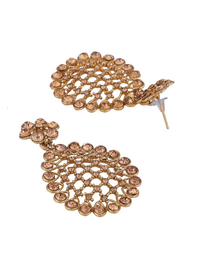 Styylo Fashion Gold-Plated & LCT AD-Studded & Stylish Jewellery Set with Earring Maangtika