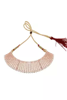 Styylo Fashion Rose Gold-Plated & White AD-Studded & Stylish Jewellery Set with Earring Maangtika