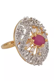 Styylo Fashion Designer Collection Alloy Cubic Zirconia Gold Plated Ring
