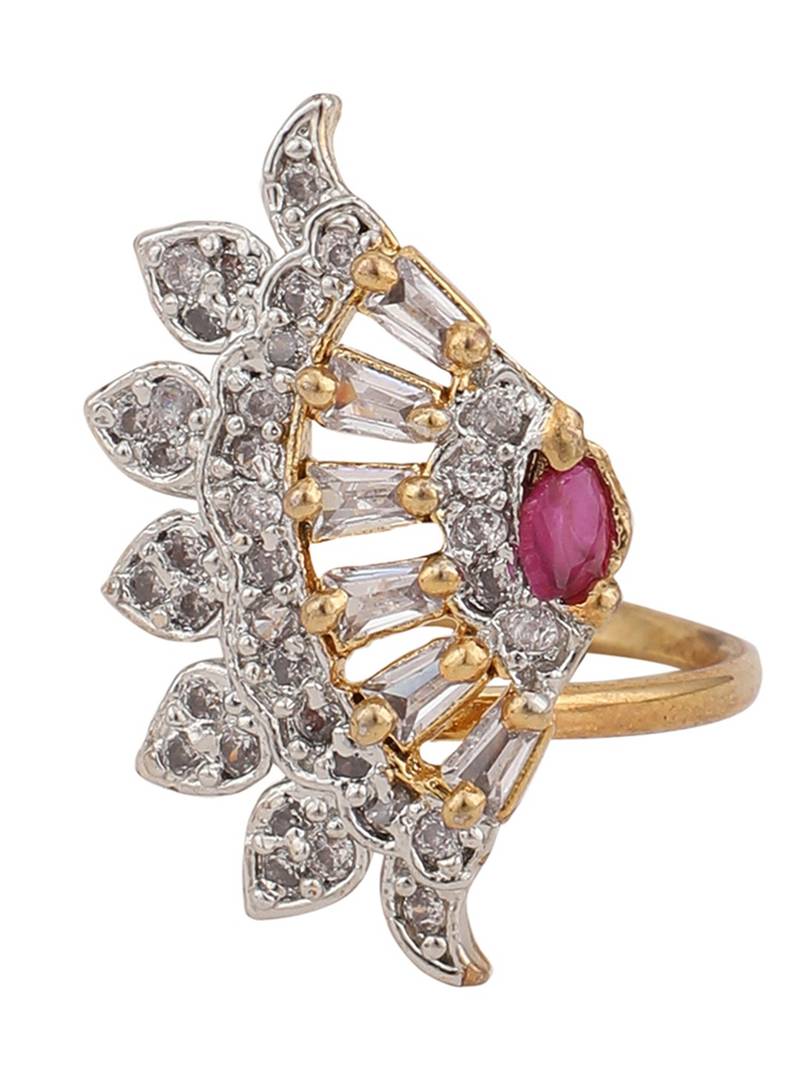 Styylo Fashion Stylish Cubic Zirconia Studded Adjustable Gold-Plated Classy Ring