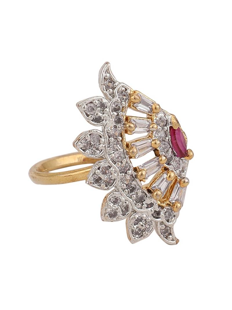 Styylo Fashion Stylish Cubic Zirconia Studded Adjustable Gold-Plated Classy Ring