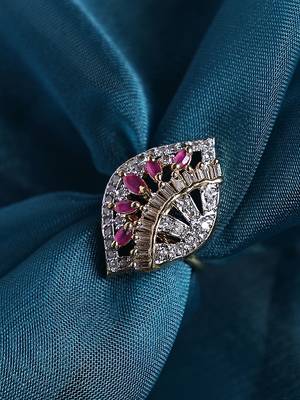 Styylo Fashion Gold-Plated White AD-Studded Handcrafted Adjustable Finger Ring 1