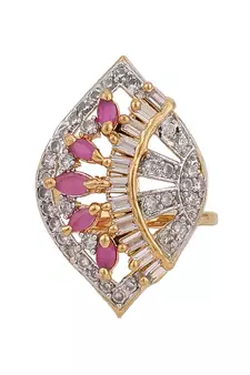 Styylo Fashion Gold-Plated White AD-Studded Handcrafted Adjustable Finger Ring