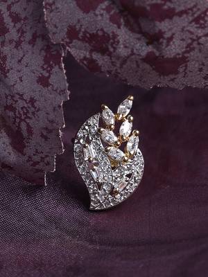 Styylo Fashion AMERICAN DIAMOND GOLD WITH STONE STUDDED COCKTAIL RING 1
