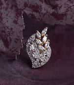 Styylo Fashion AMERICAN DIAMOND GOLD WITH STONE STUDDED COCKTAIL RING