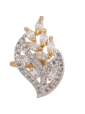 Styylo Fashion AMERICAN DIAMOND GOLD WITH STONE STUDDED COCKTAIL RING 3