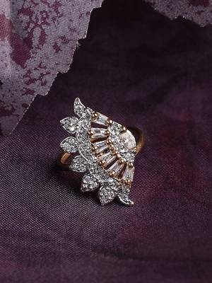 Styylo Fashion Stylish Cocktail White American Diamond Adjustable Ring 1