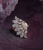 Styylo Fashion Stylish Cocktail White American Diamond Adjustable Ring