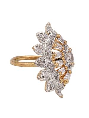 Styylo Fashion Stylish Cocktail White American Diamond Adjustable Ring 4