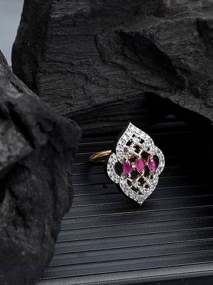 Styylo Fashion Designer Classy Look American Diamond Magenta White Cocktail Ring 1