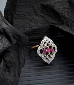 Styylo Fashion Designer Classy Look American Diamond Magenta White Cocktail Ring