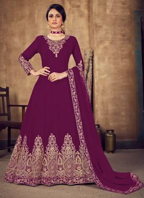 RANI COLOR DESIGNER HEAVY GEORGETTE WITH CORDING WORK SALWAR SUIT 1