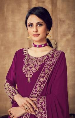 RANI COLOR DESIGNER HEAVY GEORGETTE WITH CORDING WORK SALWAR SUIT 2