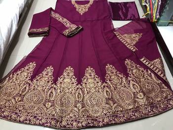 RANI COLOR DESIGNER HEAVY GEORGETTE WITH CORDING WORK SALWAR SUIT 3