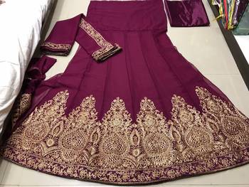 RANI COLOR DESIGNER HEAVY GEORGETTE WITH CORDING WORK SALWAR SUIT 4