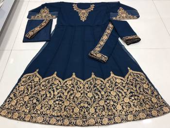 BLUE COLOR DESIGNER HEAVY GEORGETTE WITH CORDING WORK SALWAR SUIT 3