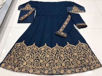 BLUE COLOR DESIGNER HEAVY GEORGETTE WITH CORDING WORK SALWAR SUIT 4