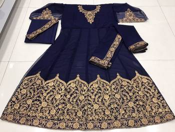 BLUE COLOR DESIGNER HEAVY GEORGETTE WITH CORDING WORK SALWAR SUIT 3